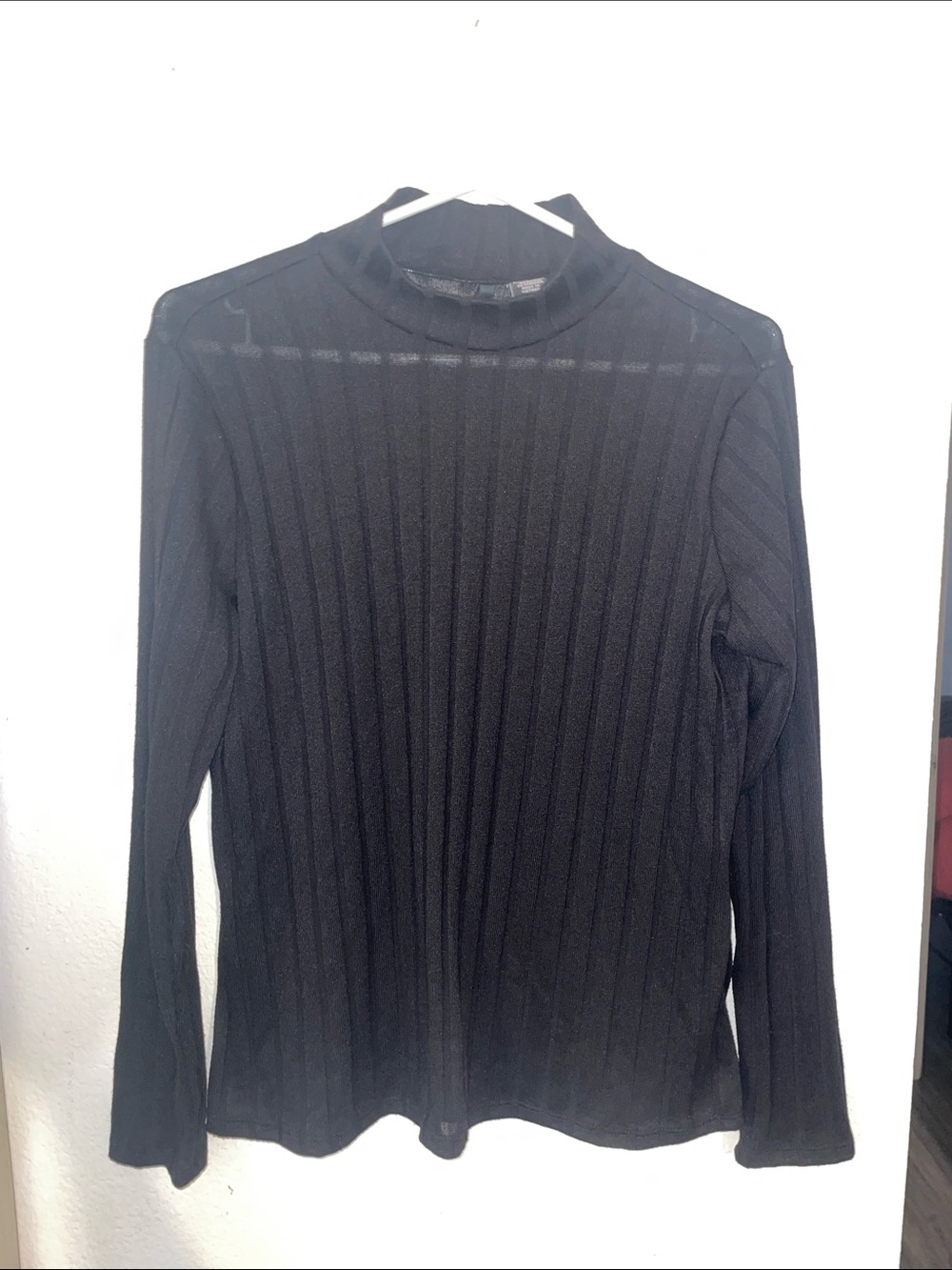 new directions Black Ribbed Turtleneck Sweater